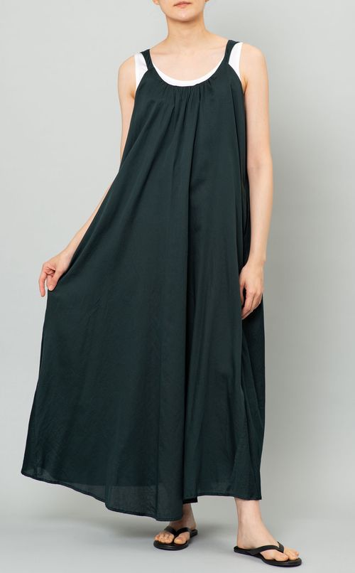 コットンギャザーロングワンピース