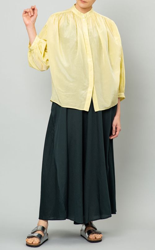 コットンシルクギャザーブラウス