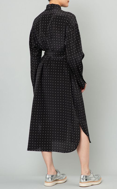 ドットプリントシルクボウタイワンピース