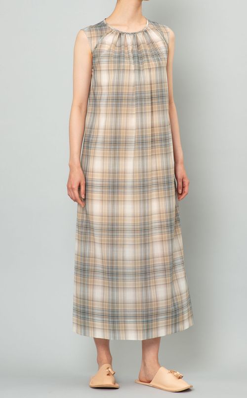 ウールチェックノースリーブワンピース