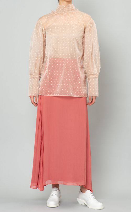 ドットパフスリーブブラウス