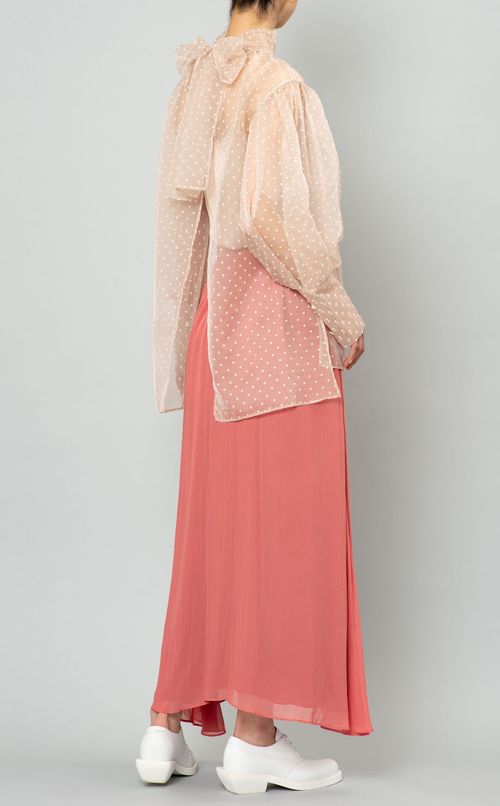 ドットパフスリーブブラウス