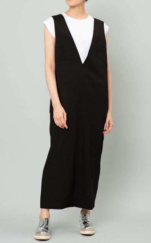 リネン混ロングジャンパースカート