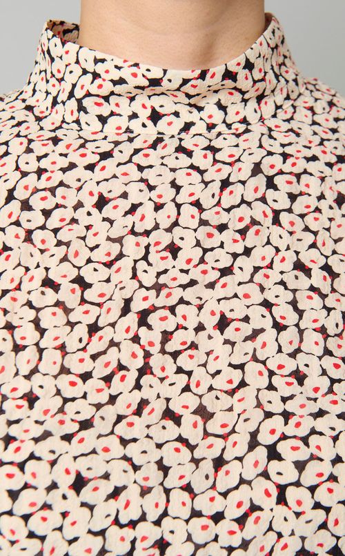 フラワープリントスタンドカラーブラウス