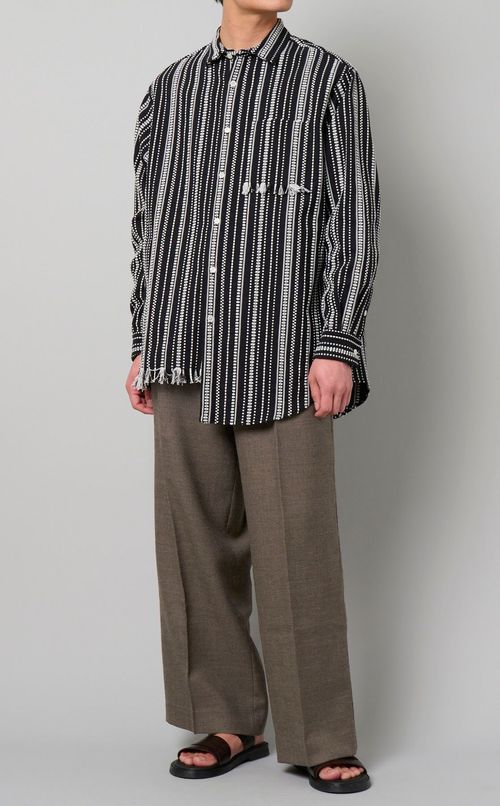 ウールベルト付フレアパンツ