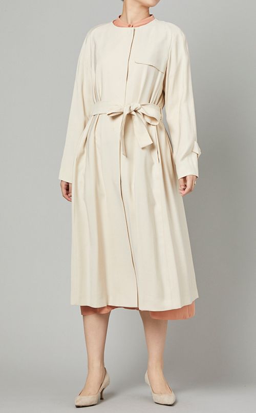 ノーカラーライトトレンチコート