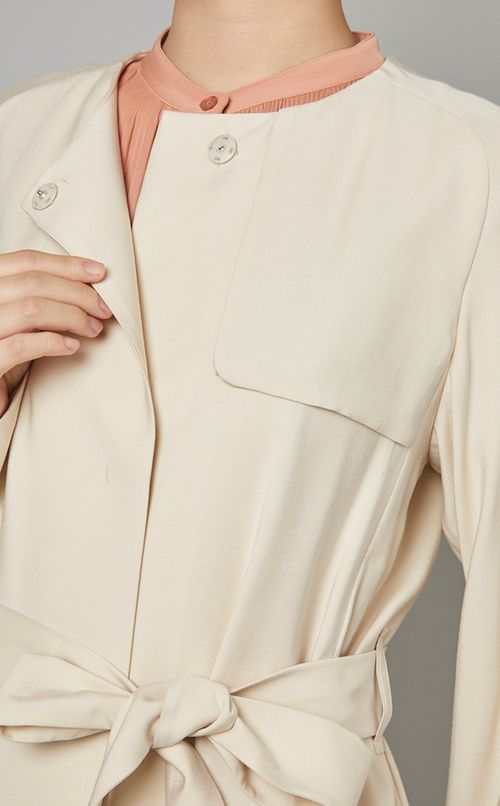 ノーカラーライトトレンチコート