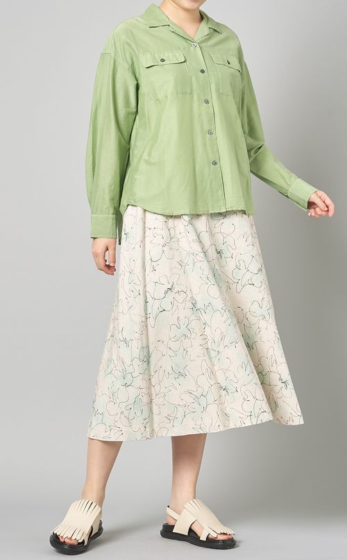 ドローイングフラワープリントスカート