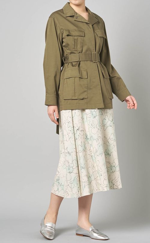 ドローイングフラワープリントスカート