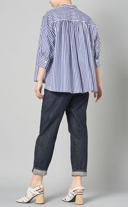 ストライプギャザーショートシャツ