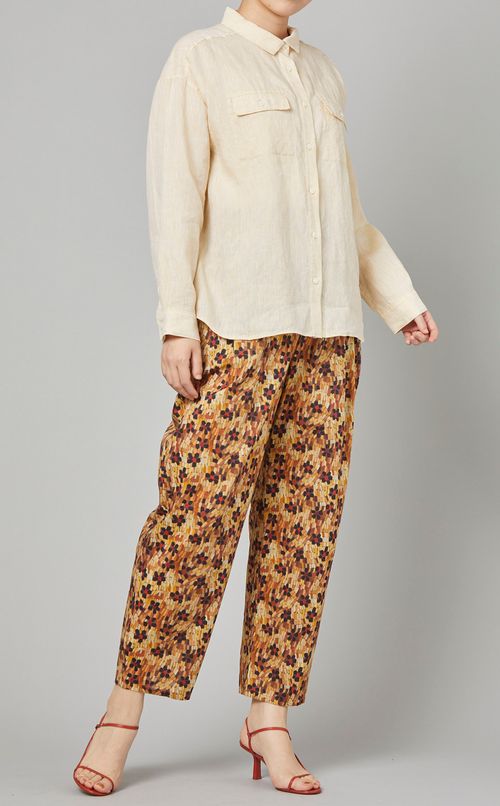 フラップポケットリネンシャツ