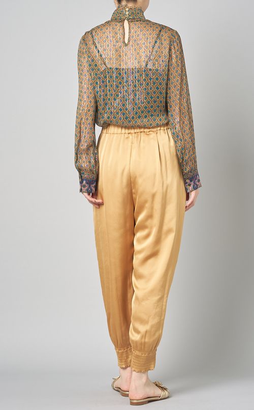 エスニックプリントハイネックブラウス