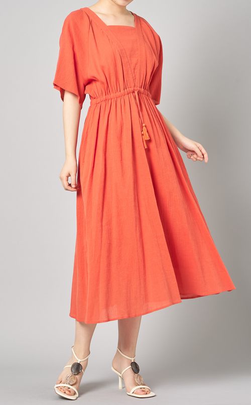 楊柳スクエアネックワンピース