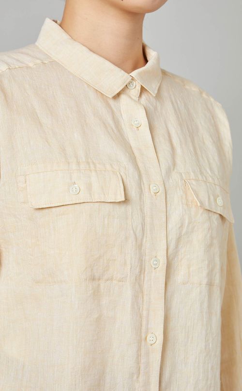 フラップポケットリネンシャツ