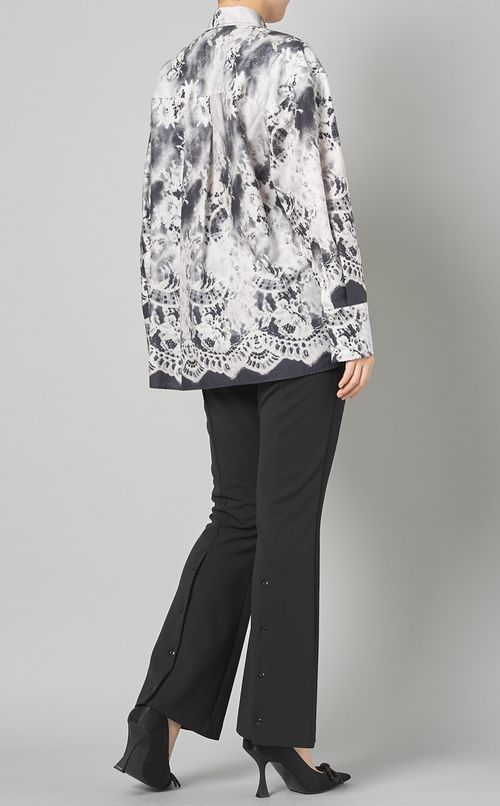 レースプリントロングスリーブシャツ