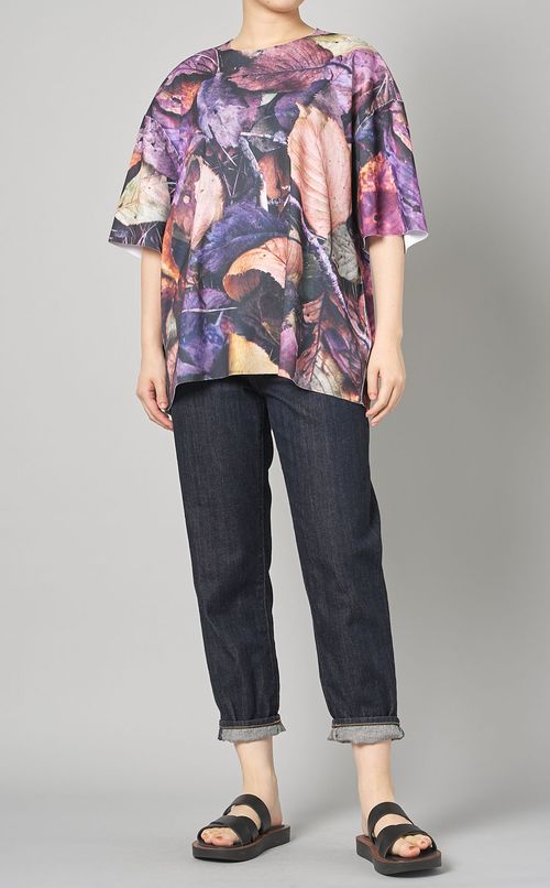 プリントリブワイドTシャツ