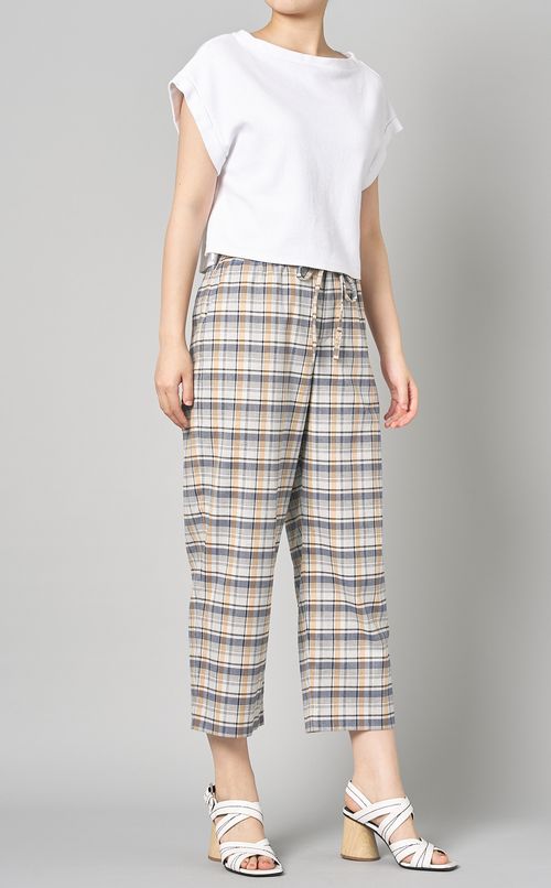 チェックプリントイージーパンツ