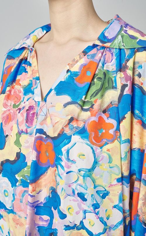 ペインティングフラワープリントワンピース