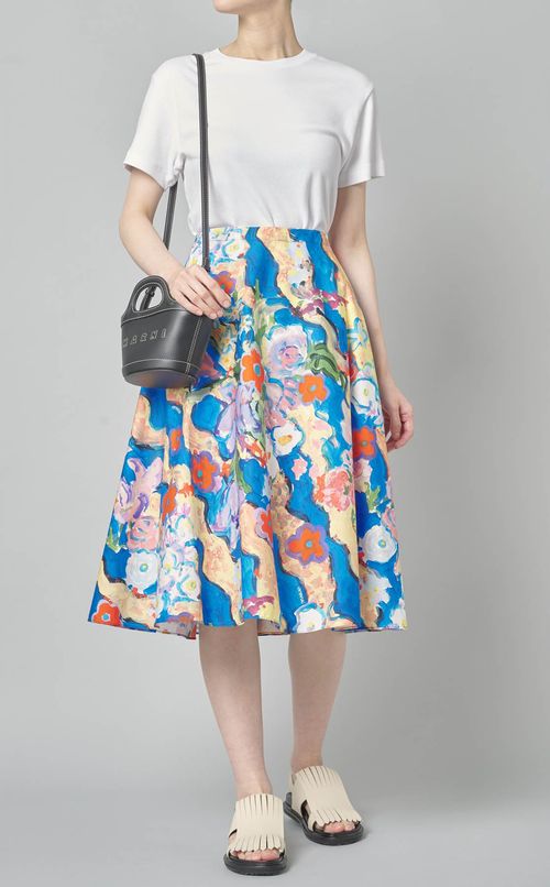 ペインティングフラワープリントスカート