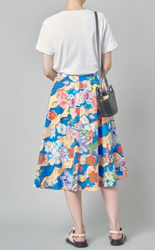 ペインティングフラワープリントスカート