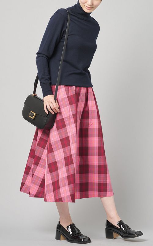 チェックプリントフレアスカート