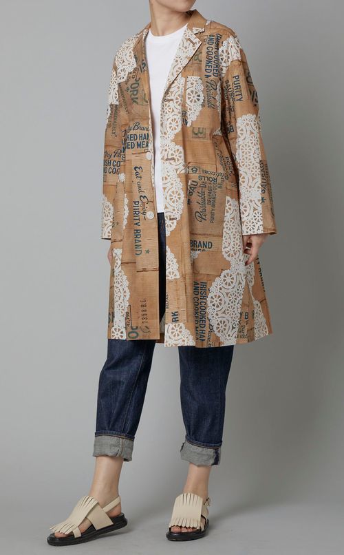 コラージュプリントステンカラーコート