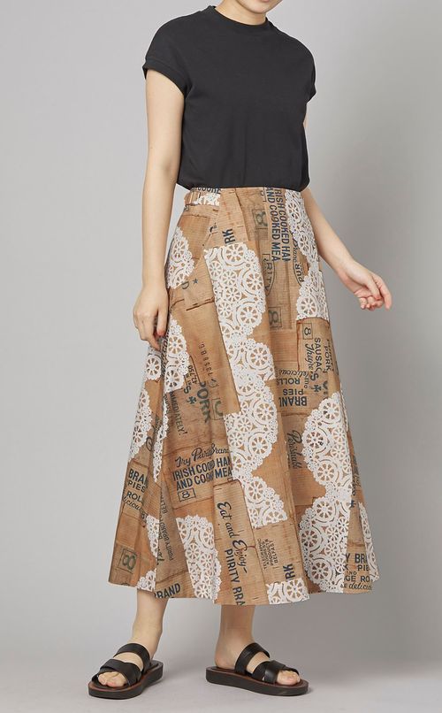 ペーパーコラージュプリントスカート