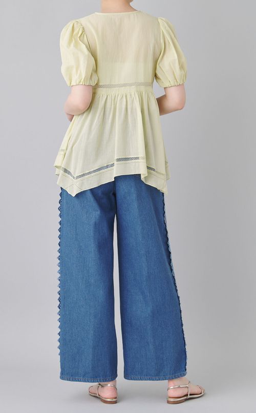 サイドレースデニムパンツ