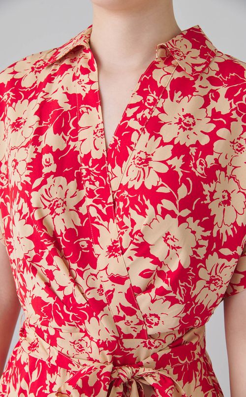 フラワープリントハーフスリーブドレス