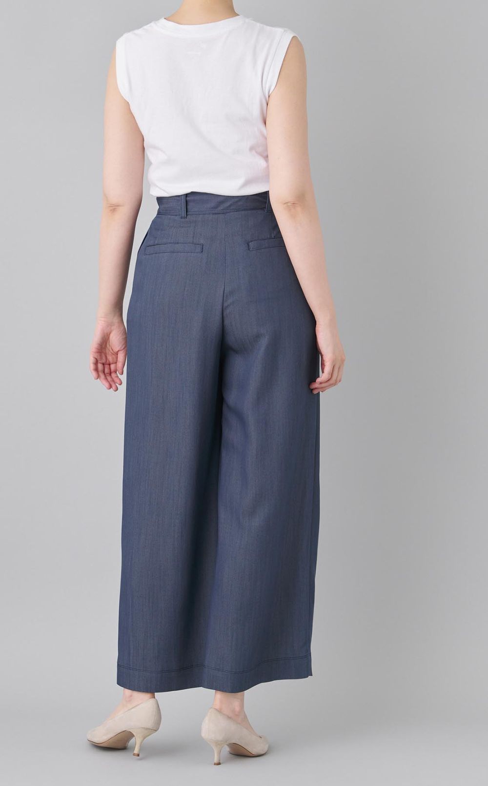 シャイニーデニムワイドパンツ