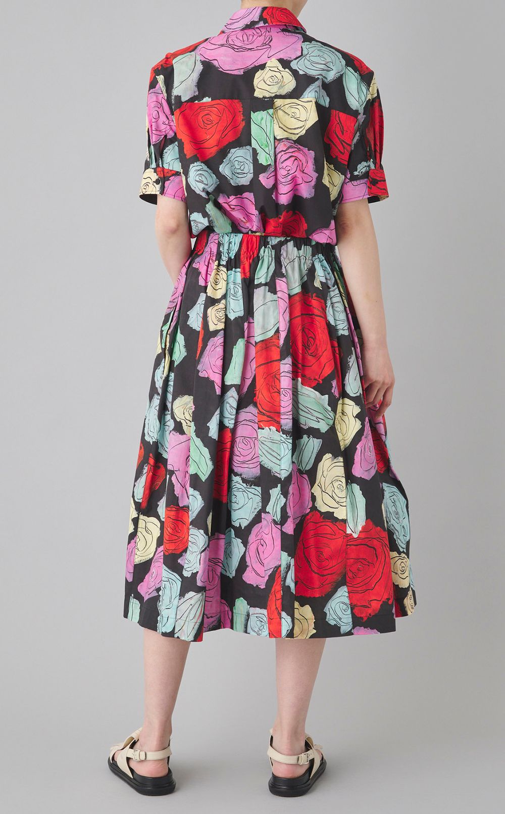 マルチカラーローズプリン卜スカート