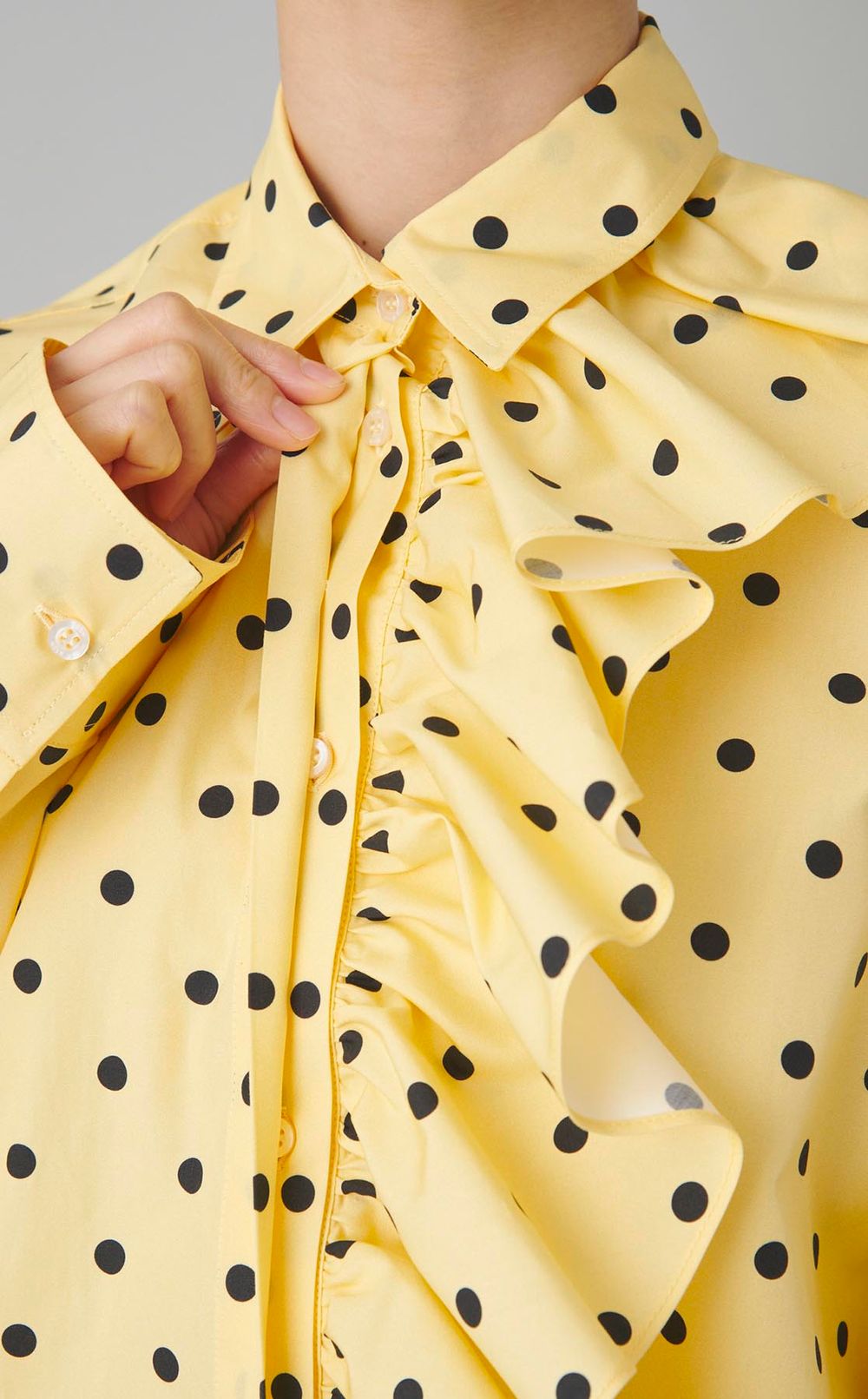 2wayフリルフロントドットシャツ