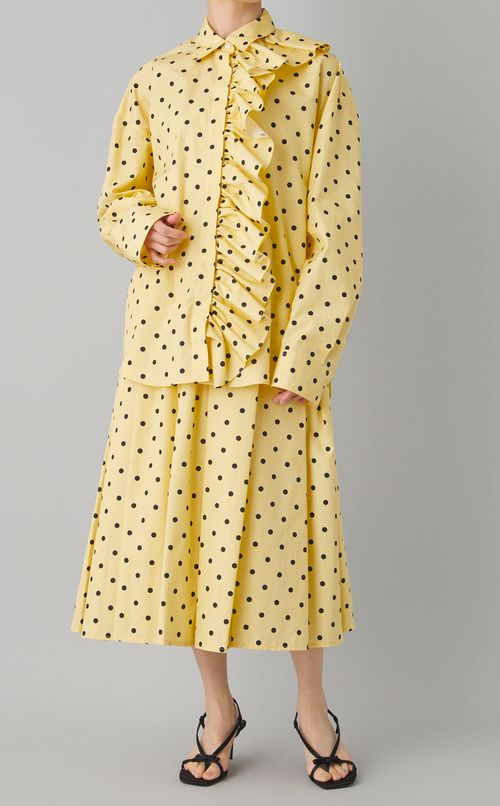 コットンドットプリントギャザースカート