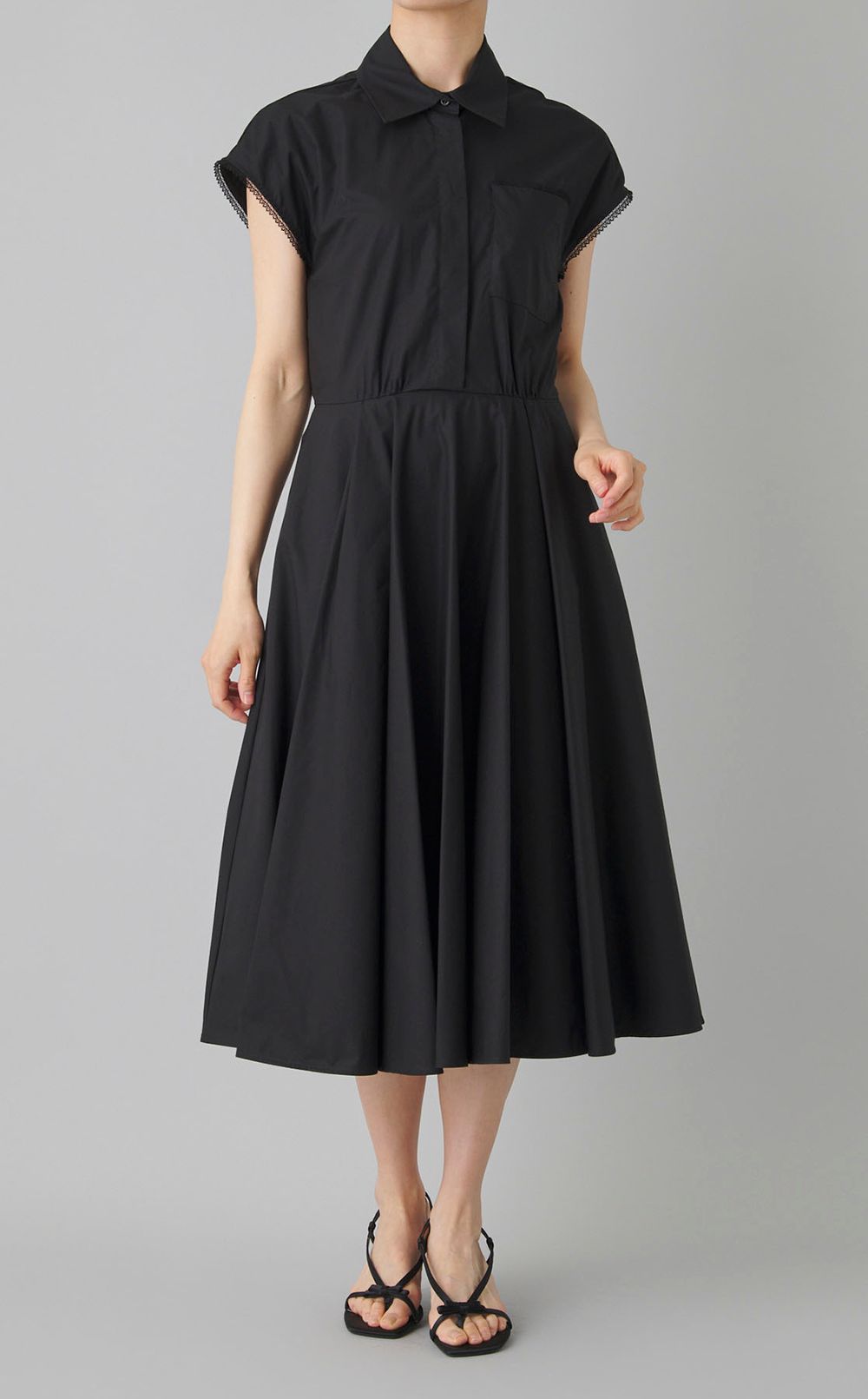 コットンポプリンギャザーワンピース