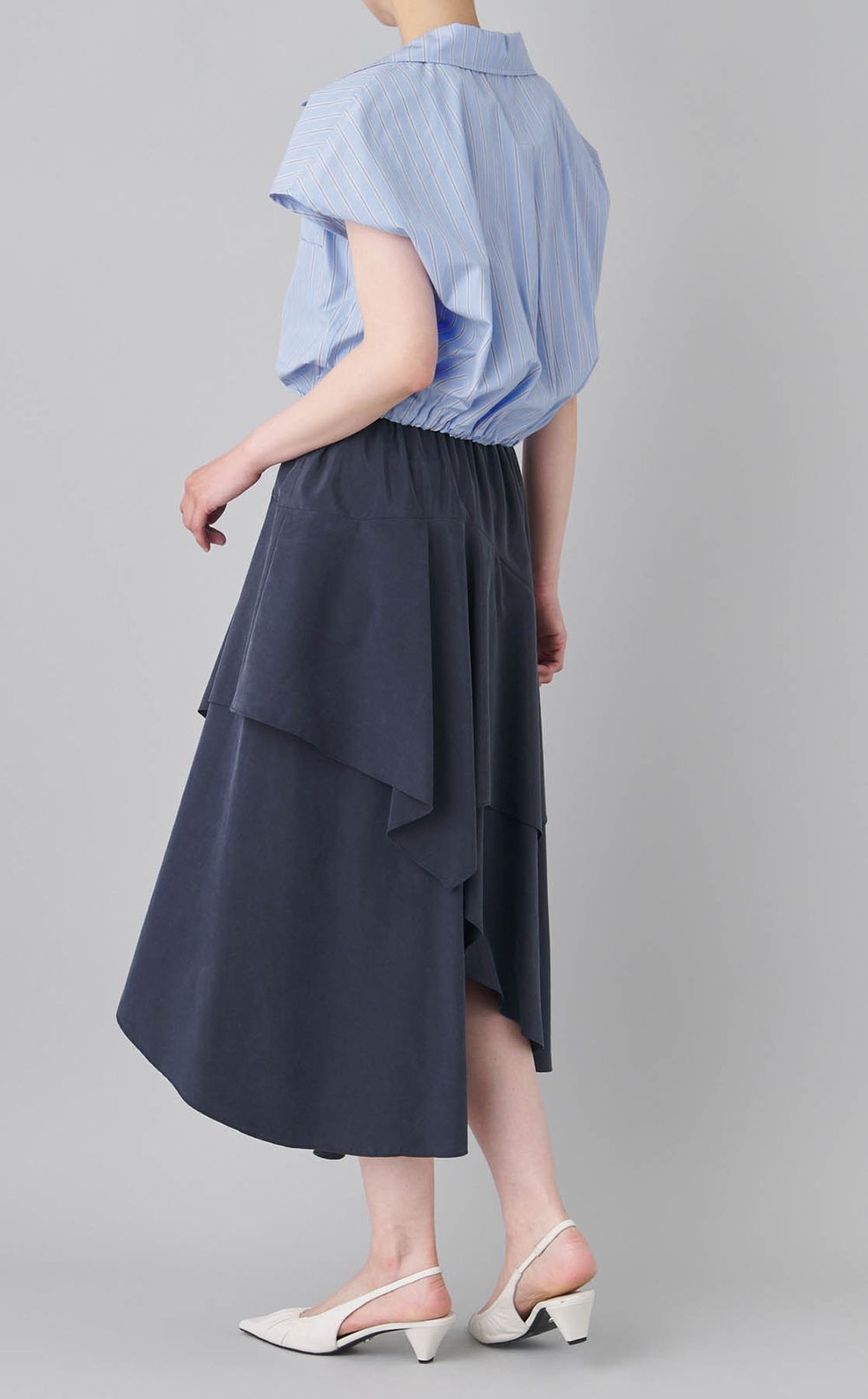 アシンメトリードレープロングスカート