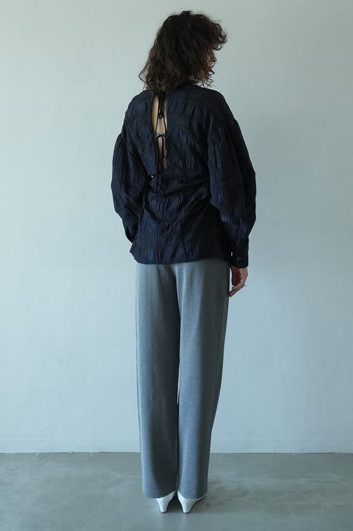 シアーチェックタックウエストブラウス