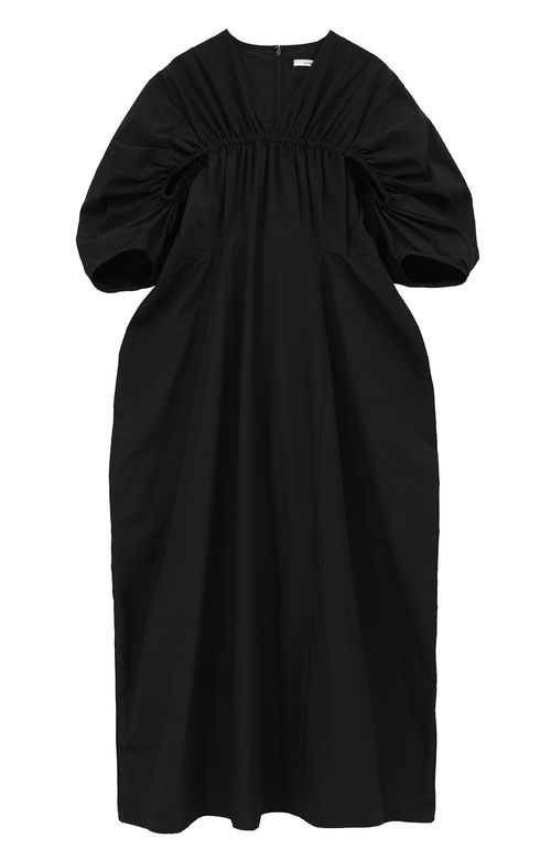 Vネックギャザーワンピース