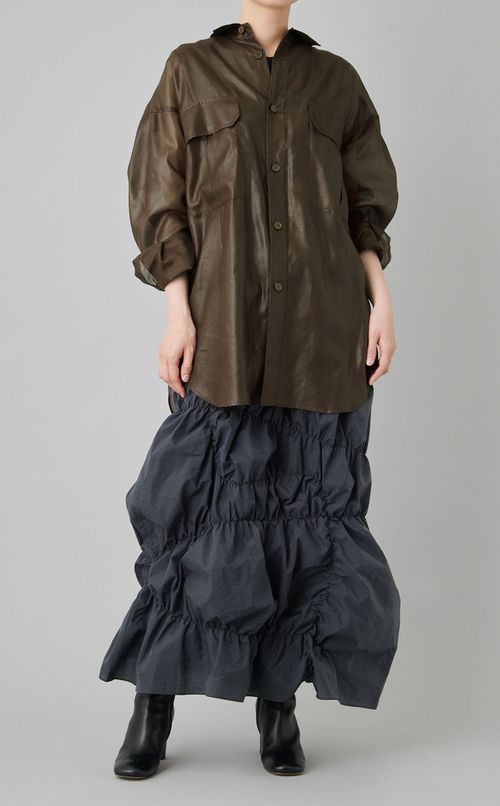 シアーフラップポケットロングシャツ