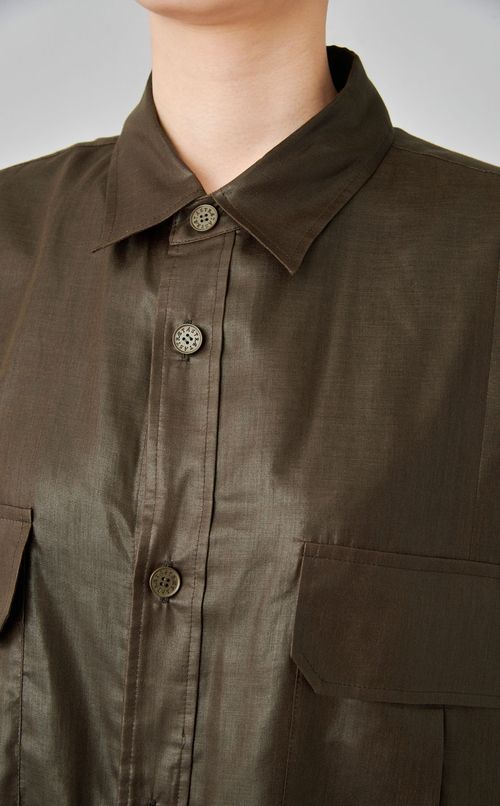 シアーフラップポケットロングシャツ