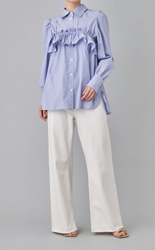 ギャザーキャミソール付シャツ