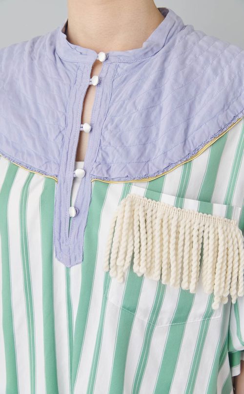 【roop】マルチストライプシャツドレス