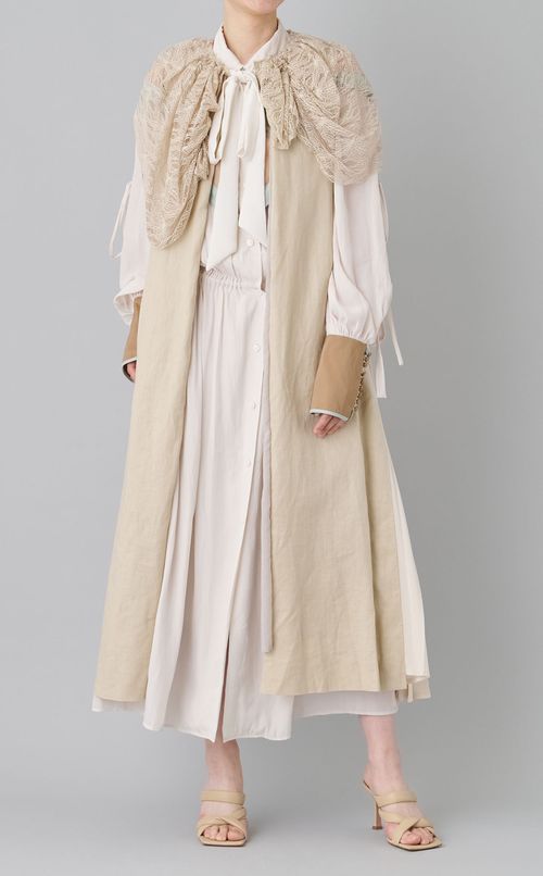 【roop】ボリュームレースカラーロングジレ