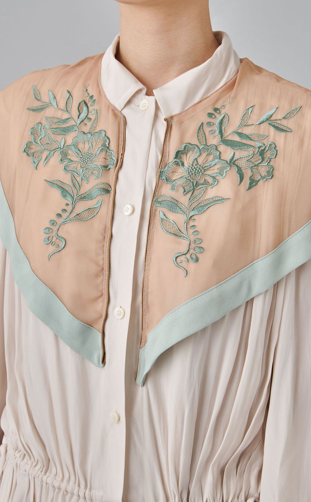 【roop】刺繍カラーシャツドレス