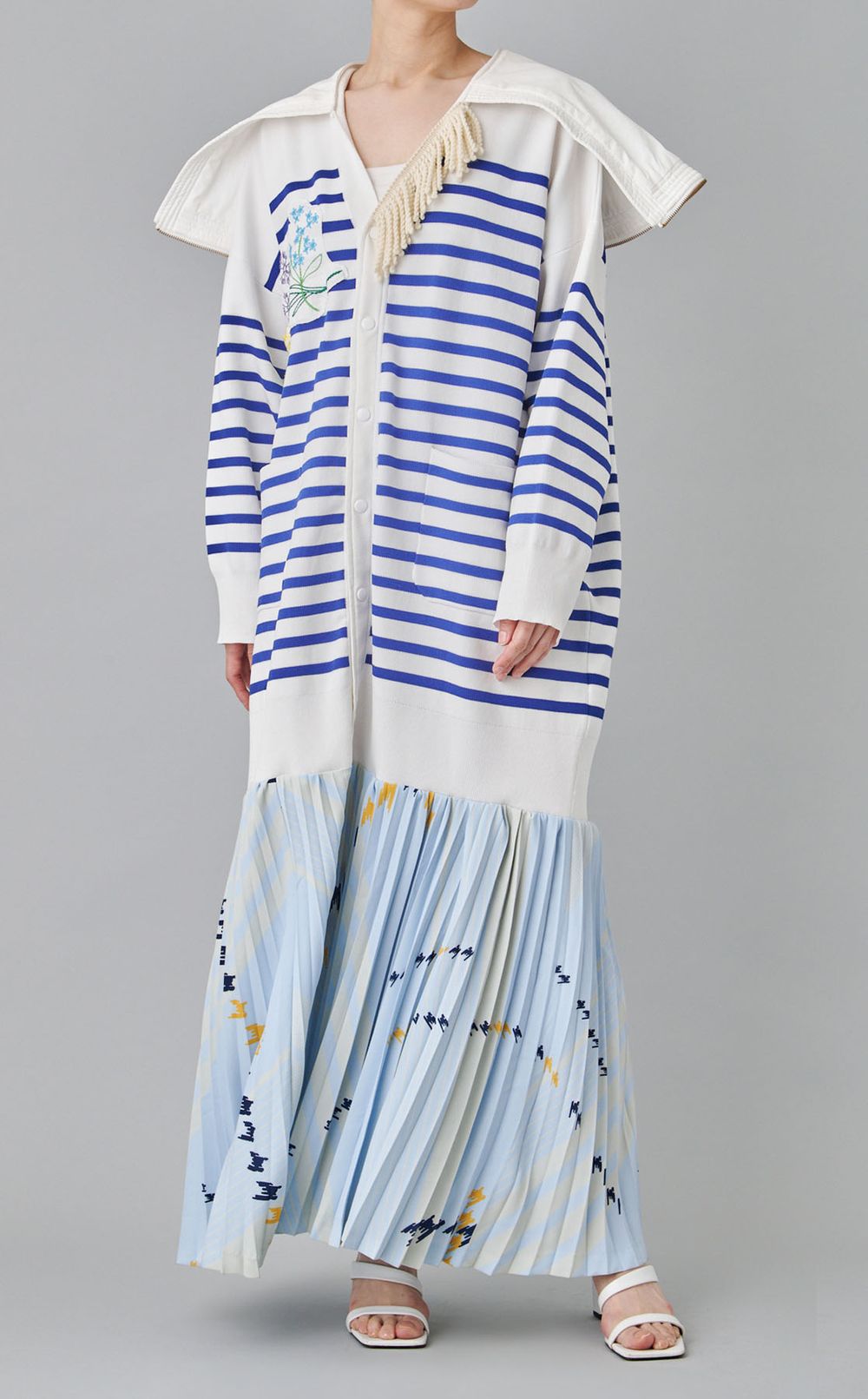 【roop】ストライプニットビックカラードレス