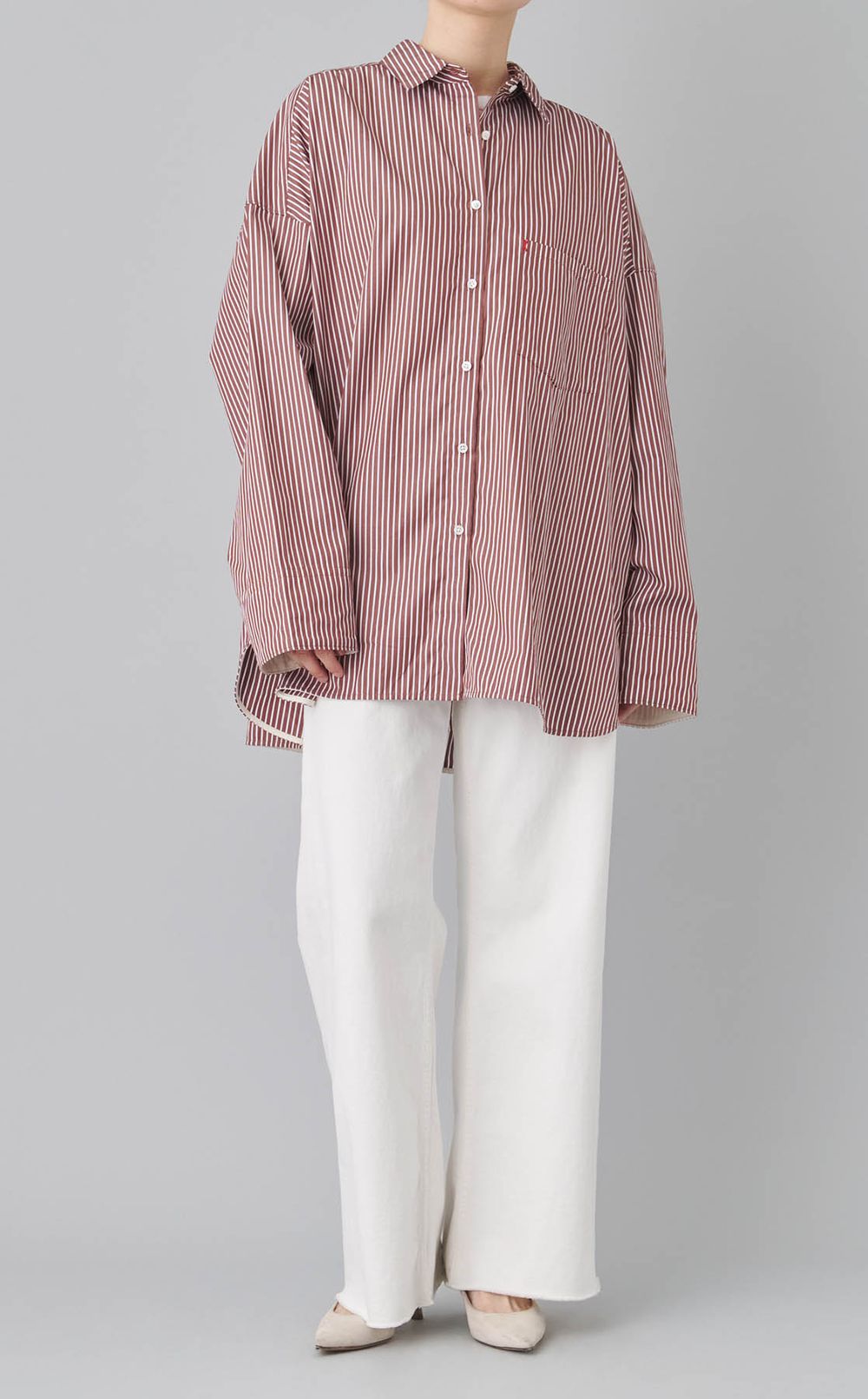 オーバーサイズストライプシャツ