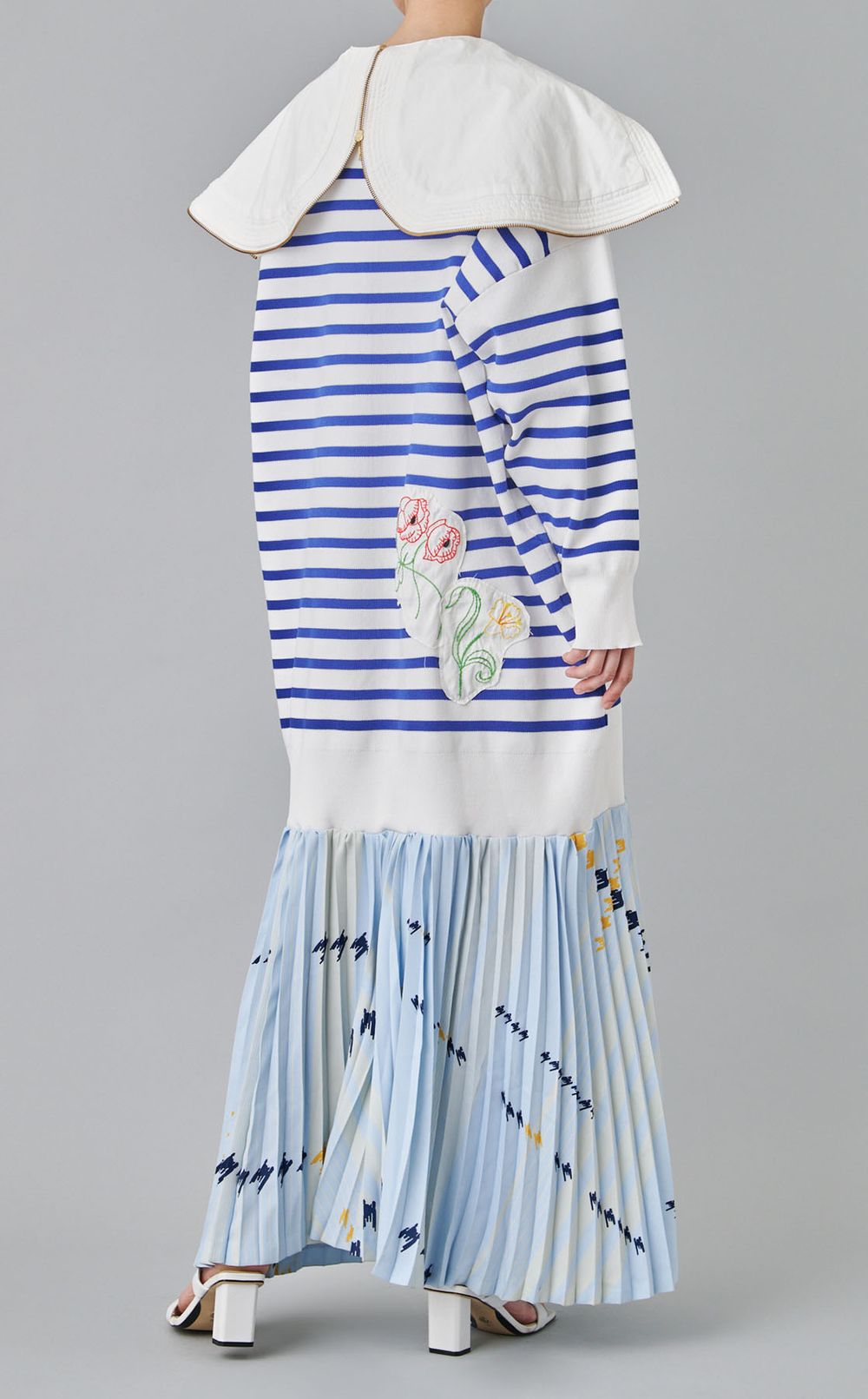 【roop】ストライプニットビックカラードレス