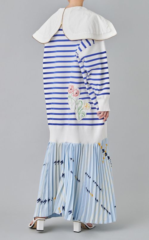 【roop】ストライプニットビックカラードレス