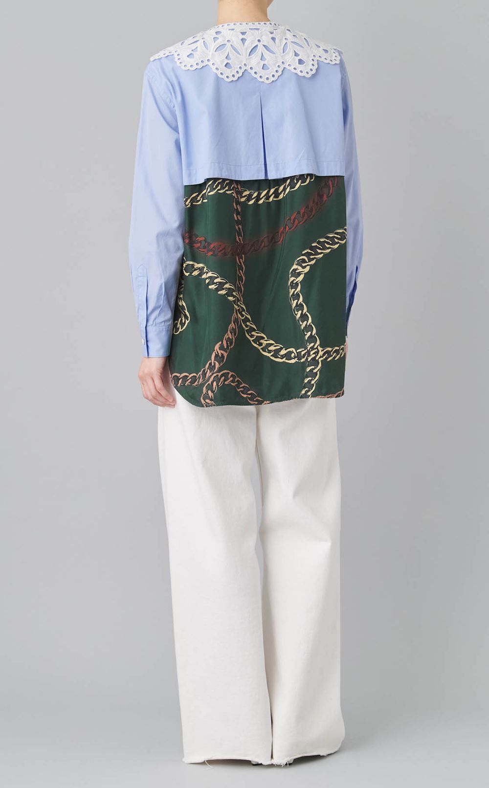 【roop】レース衿ドッキングシャツ