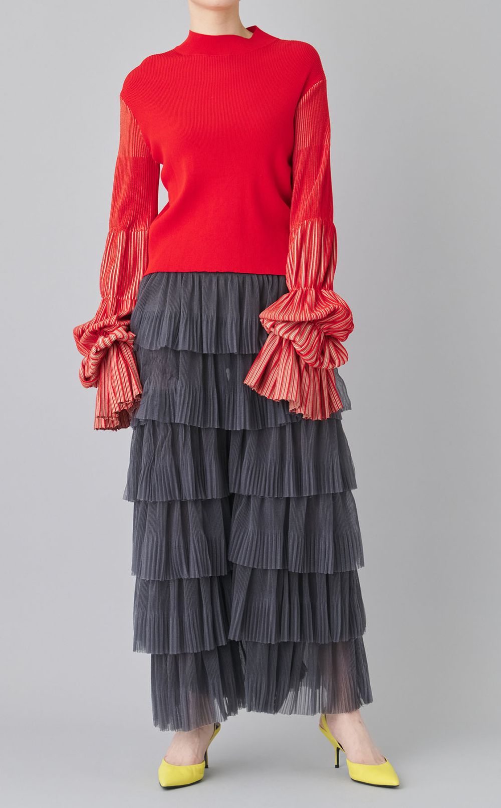 【roop】ティアードスリーブニットシャツ