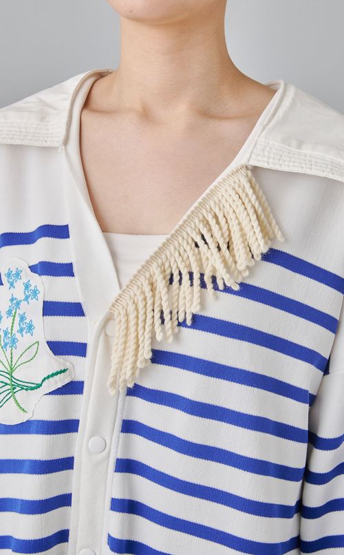 【roop】ストライプニットビックカラードレス